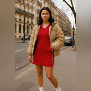 Vintage Y2K Tommy Hilfiger Red cotton dress made in Canada size medium